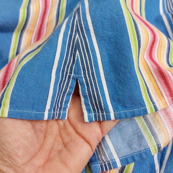 Talbots Multi-Color Striped Cotton Shirt Women's Large Button Up Long Sleeve - Picture 4 of 9